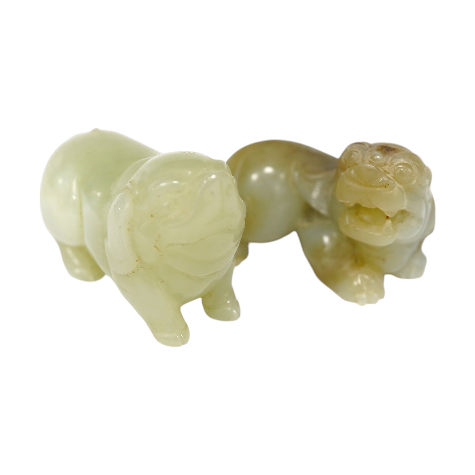 Two Chinese jade figures of animals including a pig, largest 5.5cm wide (2). Condition - good